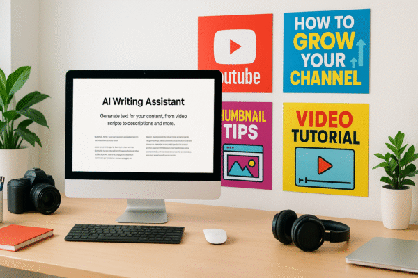 AI tools helping a YouTube creator write scripts and design thumbnails for free
