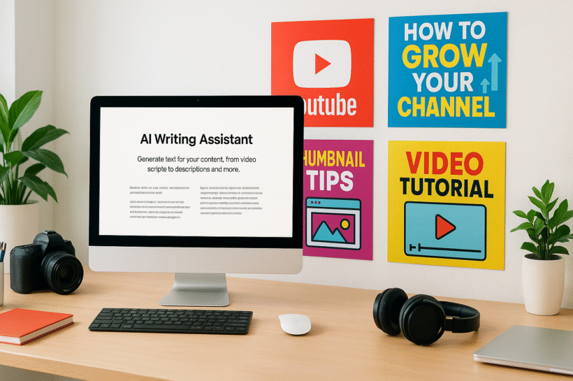 AI tools helping a YouTube creator write scripts and design thumbnails for free