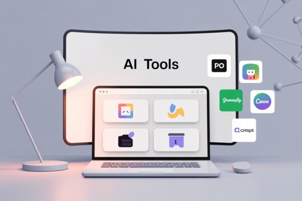 Laptop screen showing free alternatives to popular AI tools like ChatGPT and Canva